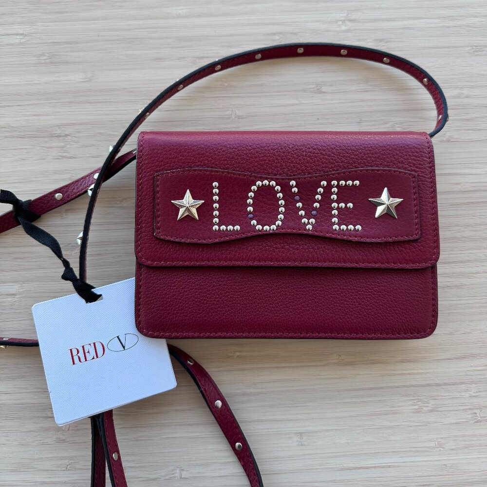 RED Valentino red leather shoulder/clutch bag